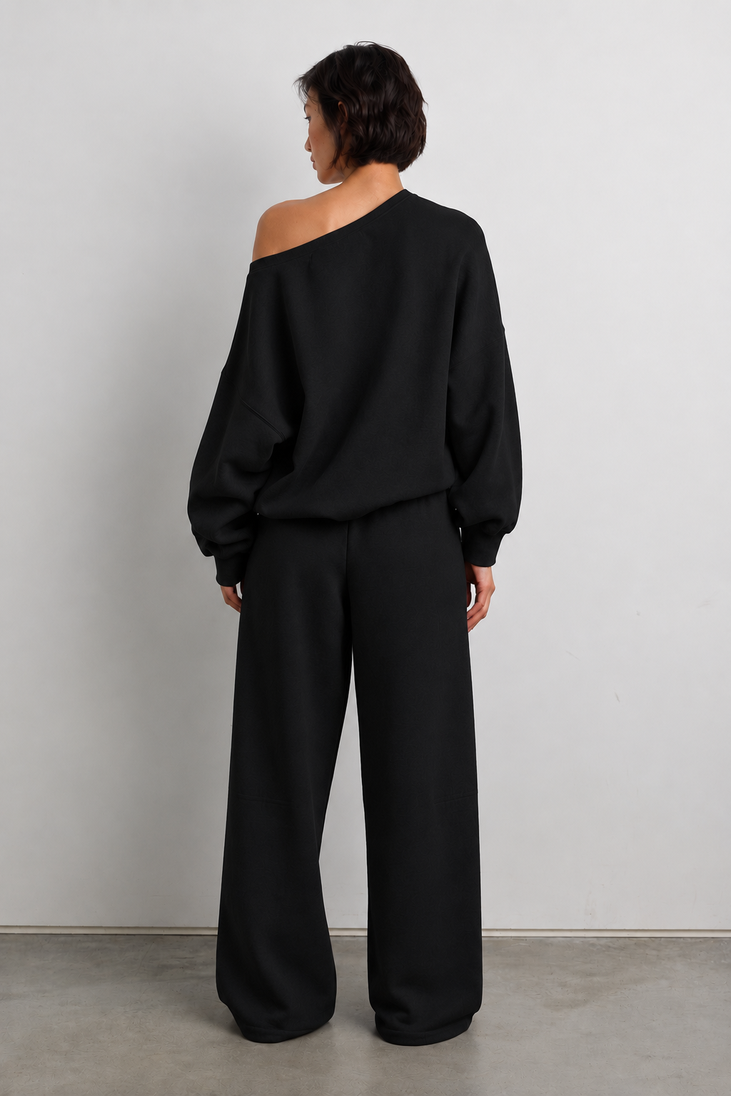 Luna Off-Shoulder Lounge Set – Midnight Black