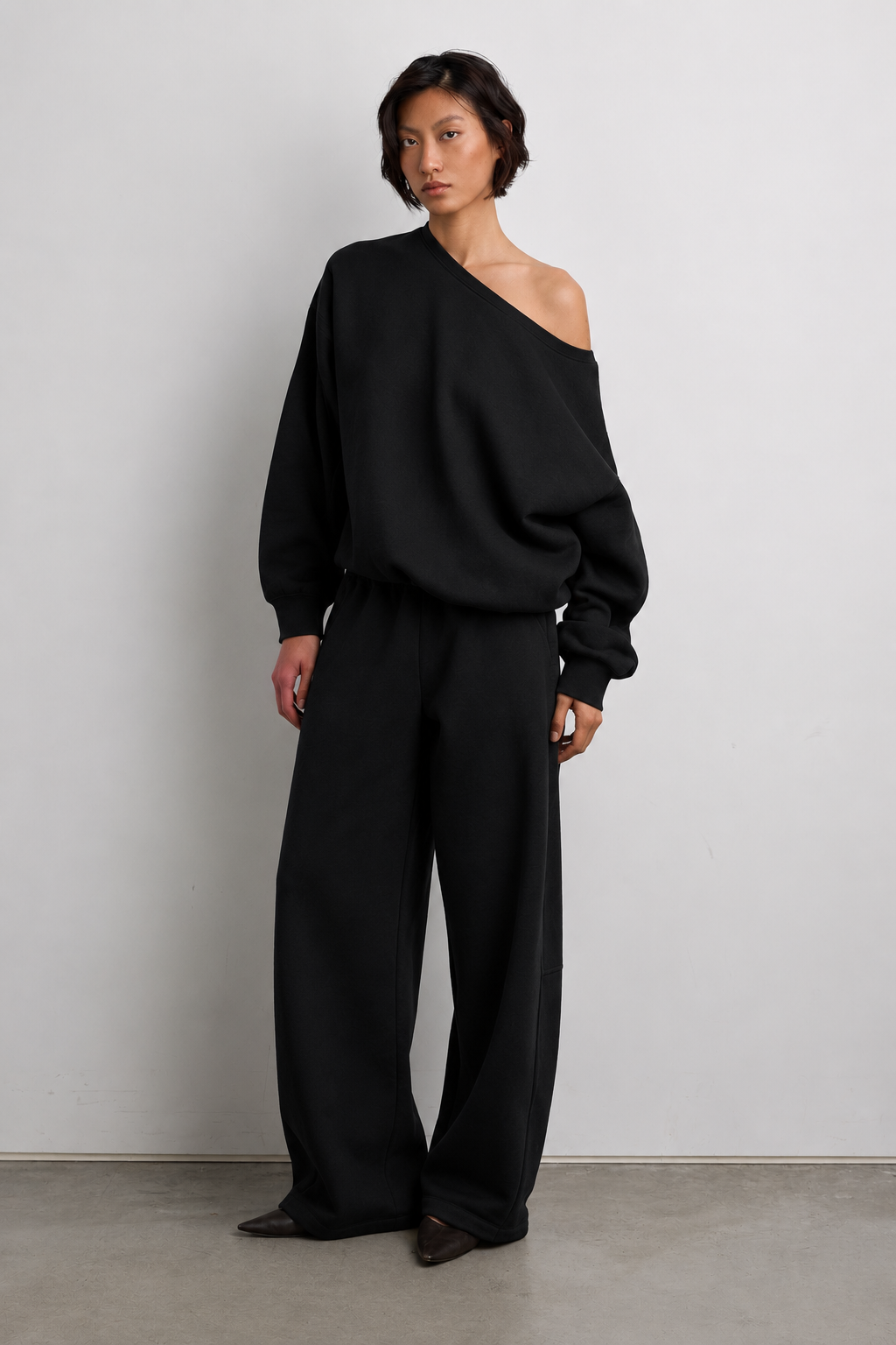 Luna Off-Shoulder Lounge Set – Midnight Black