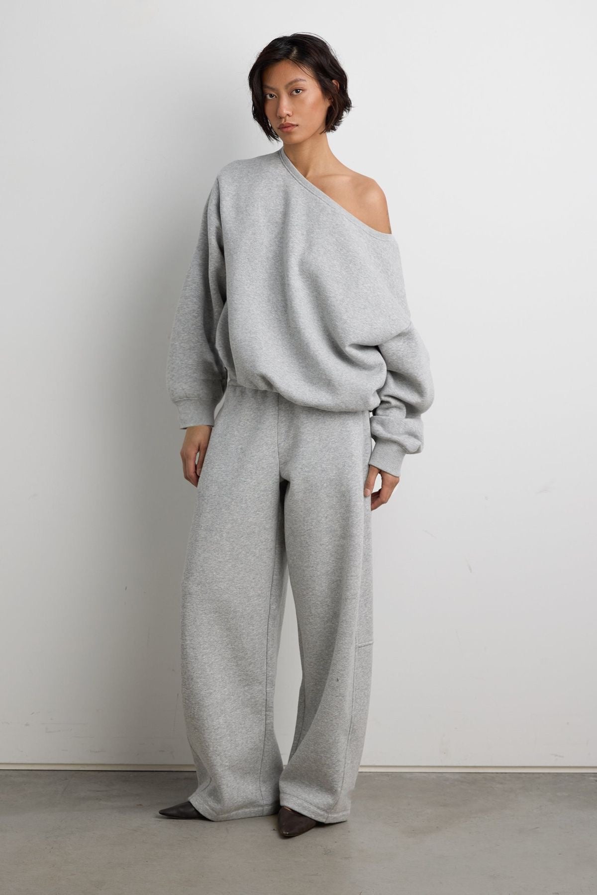Luna Off-Shoulder Lounge Set – Heather Grey